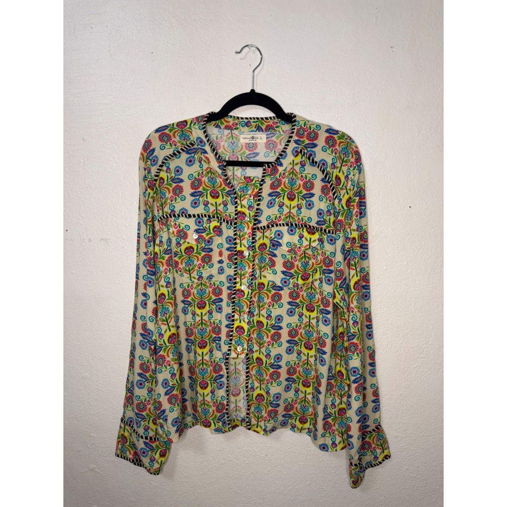 NATURAL LIFE Cream Blouse with Multicolor Floral Print